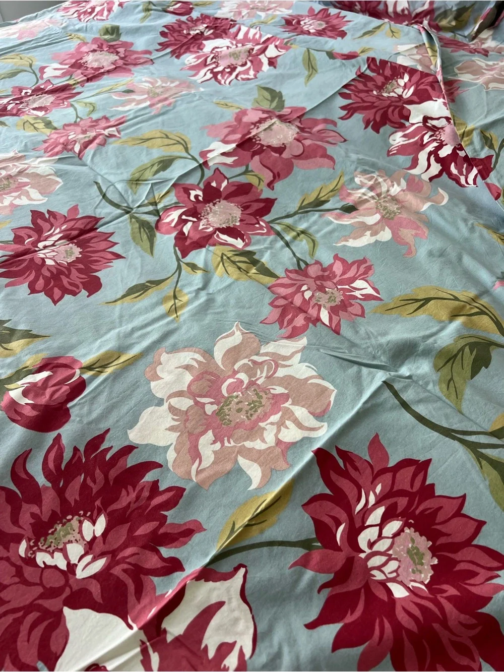 Pottery Barn  100% Cotton Duvet Cover Set in Sky Blue and Pink Floral